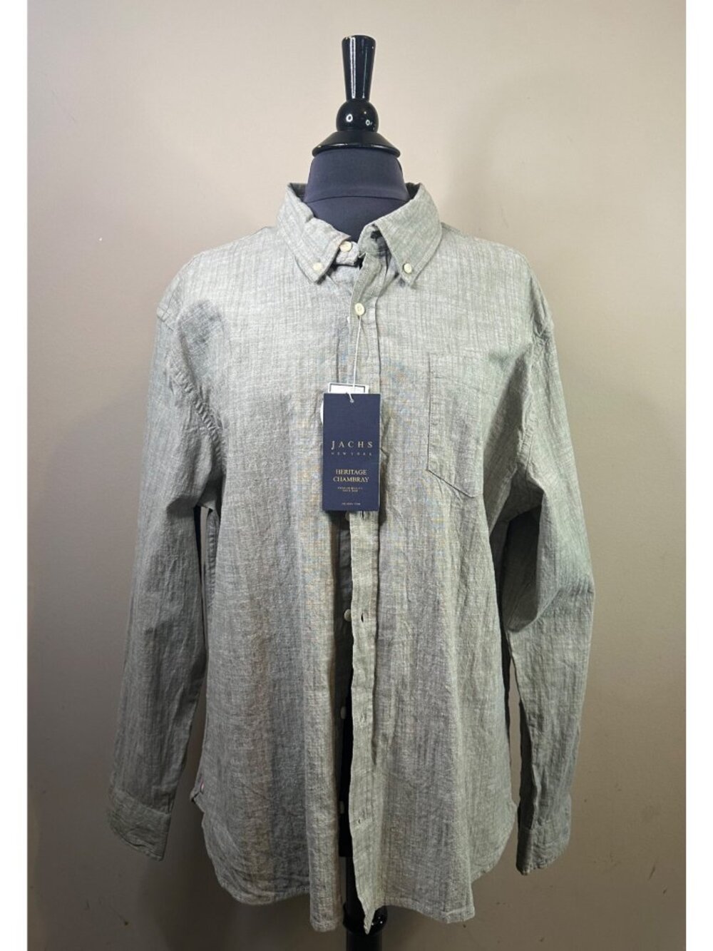 Jachs New York Shirt Men's XL Heritage Chambray Sage Long Sleeve Button Down NWT